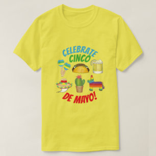 Camiseta Celebrar Cinco de Mayo Fiesta Taco Piñata Cactus