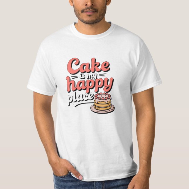 Camiseta Celebrar Desserts com Arte de Bolo (Frente)