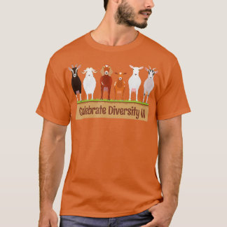 Camiseta Celebrar Diversidade de Pet Funny Goats para Goat
