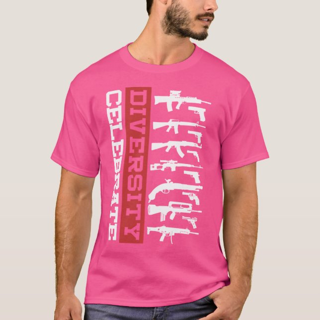 Camiseta Celebrar Diversidade Diferentes Amantes de Armas (Frente)