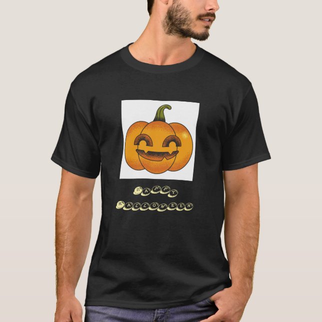 Camiseta Celebrar Feliz Vestuário de Pumpkin de Halloween (Frente)