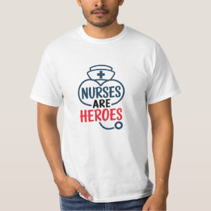 Camiseta Celebrar Heróis da Saúde com Designs de Enfermeira