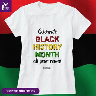 Camiseta CELEBRAR HISTÓRIA NEGRA MÊS BHM Bíblia cristã