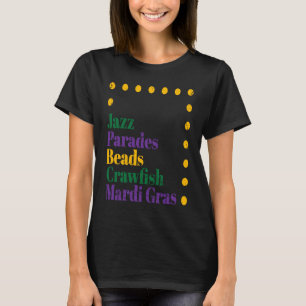 Camiseta Celebrar Jazz Parades Miçangas Crawfish Mardi Gras
