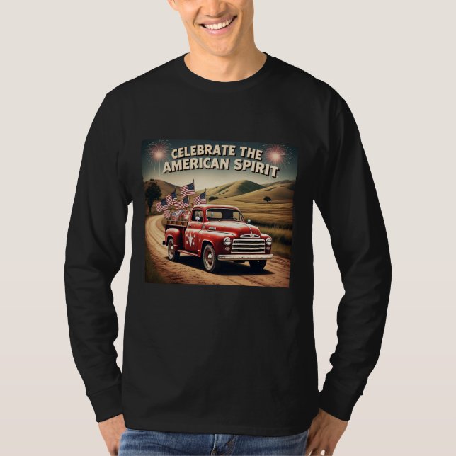 Camiseta "Celebrar o Espírito Americano" Caminhão Clássico (Frente)