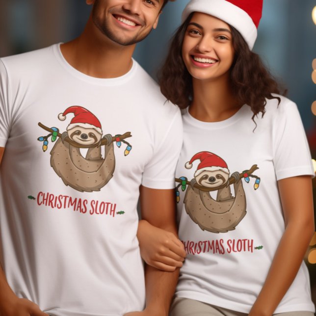 Camiseta Celebrar o espírito de Natal Happy Sloth (Criador carregado)