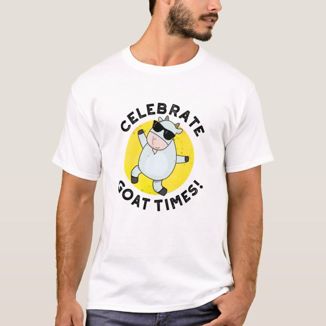 Camiseta Celebrar o Goat Times Positivo Animal Pun (Frente)