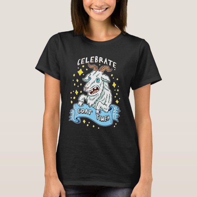 Camiseta Celebrar o Goat Times Pun Boa Quota de Arte Animal (Frente)