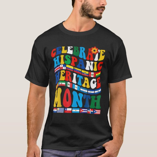 Camiseta Celebrar o Patrimônio Hispânico Mês dos Países de  (Frente)