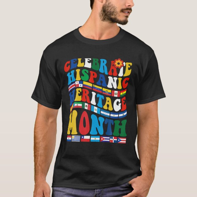Camiseta Celebrar o Patrimônio Hispânico Mês dos Países de  (Frente)