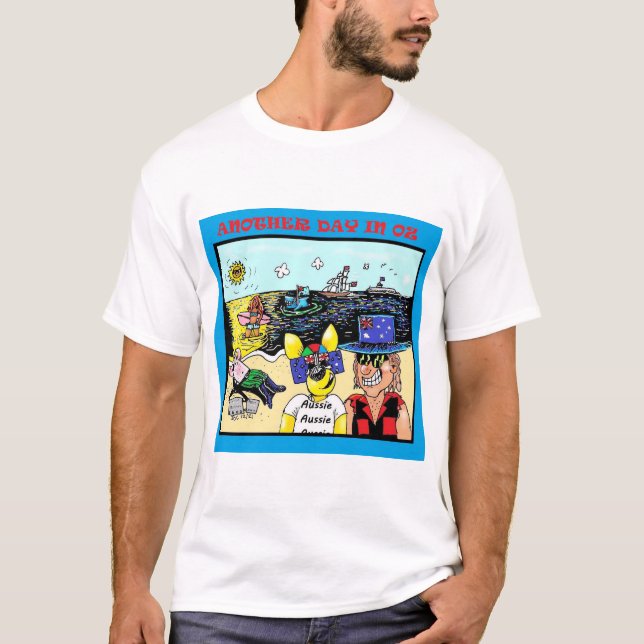Camiseta Celebrate Australia Day with humour - Mick and Hop (Frente)