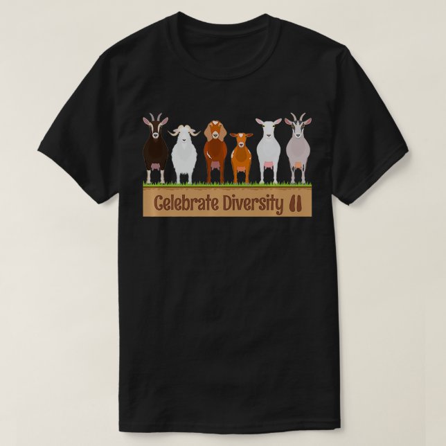 Camiseta Celebrate Diversity Pet Funny Goats s for Goat Lov (Frente do Design)