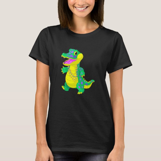 Camiseta Celebrate Madri Gras Alligator Beads Festival Men  (Frente)