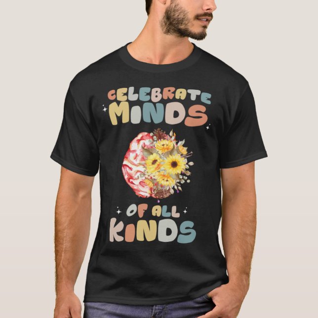Camiseta Celebrate Minds of All Kinds Neurodiversity Autism (Frente)
