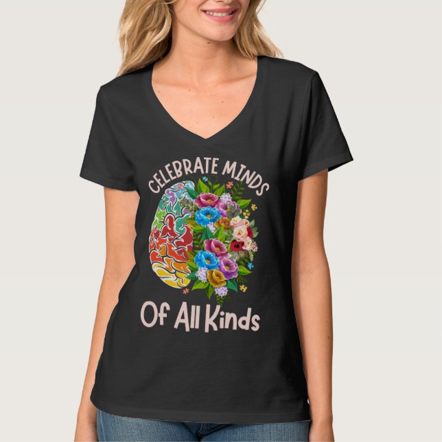 Camiseta Celebrate Minds Of All Kinds Neurodiversity Autism (Frente)