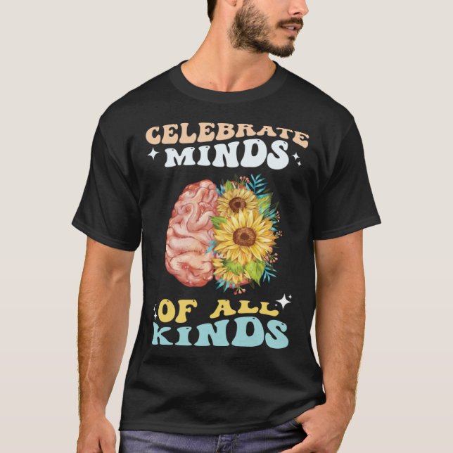 Camiseta Celebrate Minds of All Kinds Neurodiversity Autism (Frente)