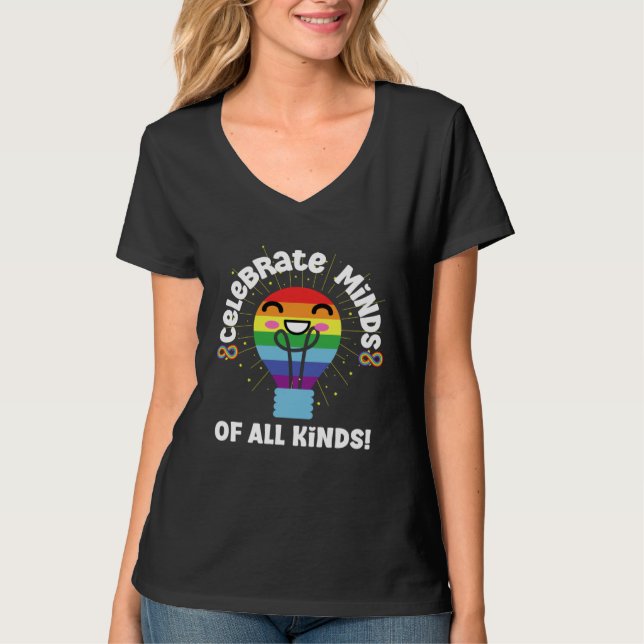 Camiseta Celebrate Minds of All Kinds Red Instead Autism (Frente)