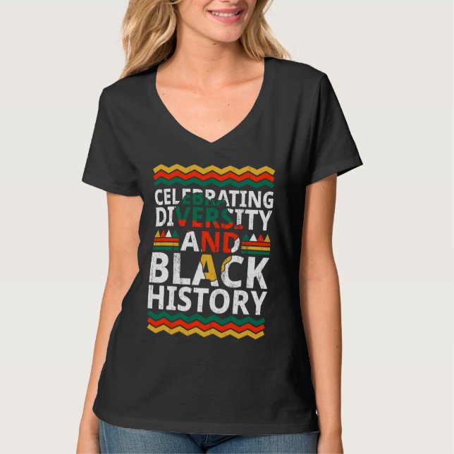 Camiseta Celebrating Diversity And Black History African Am (Frente)