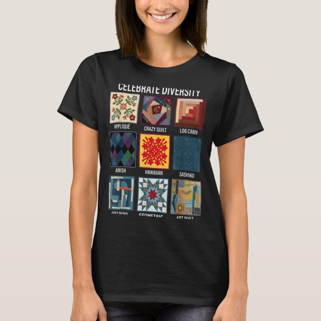 Camiseta Celebre a diversidade de artesanato de patchwork d (Frente)