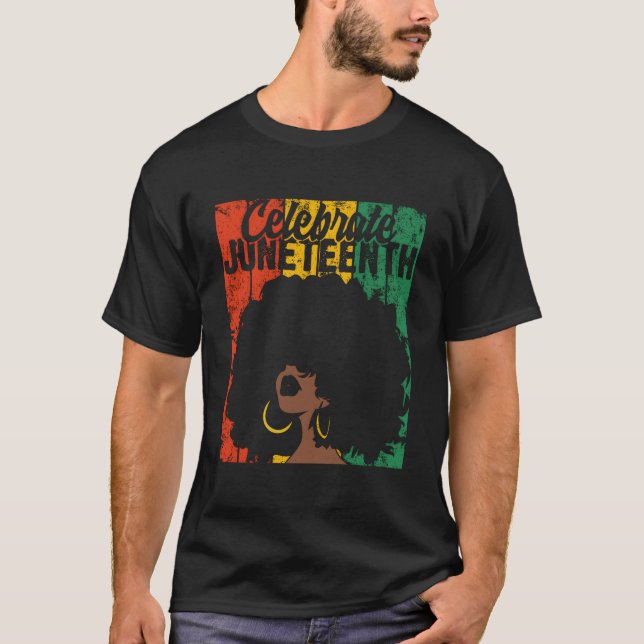 Camiseta Celebre as Cores Africanas do Juneteenth (Frente)