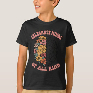 Camiseta Celebre Mentes De Todos os Tipos Floral Cérebro Au