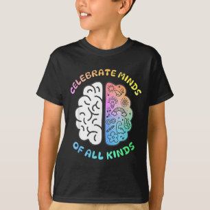 Camiseta Celebre Mentes de Todos os Tipos Flores Neurodiver