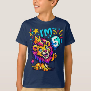 Camiseta Celebre o personalizado leão de aniversário de 5 d
