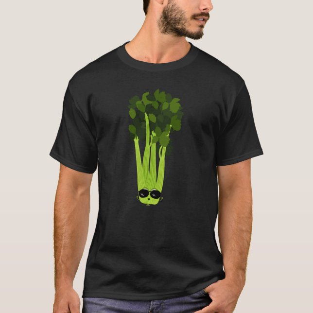 Camiseta Celery Dad Sunglasses Vegetable Fathers' Day Garde (Frente)
