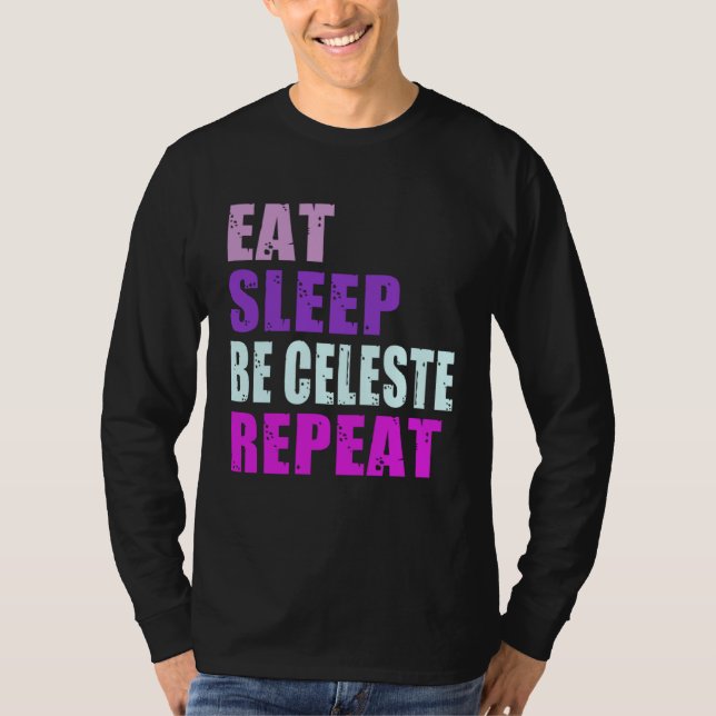 Camiseta Celeste Eat Sleep Be Repeat Celeste (Frente)
