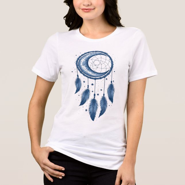 Camiseta Celestial Moon Dreamcatcher - Boho Vintag (Frente)