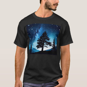 Camiseta Celestial Pine Watercolor Night Sky