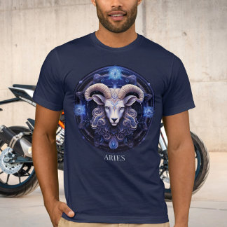 Camiseta Celestial Ram Zodiac Símbolo Fantasy Aries Mens