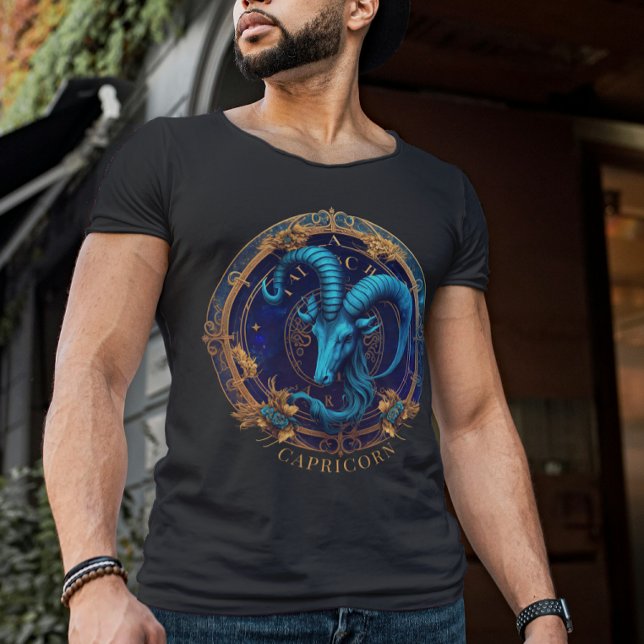 Camiseta Celestial Símbolo Zodíaco Fantasia Capricórnio Ani (Criador carregado)