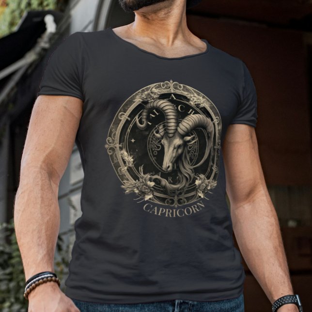 Camiseta Celestial Símbolo Zodíaco Fantasia Capricórnio Ani (Criador carregado)