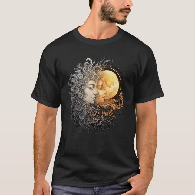 Camiseta Celestial Space Sun Moon Boho Luna Solar Astronomy (Frente)