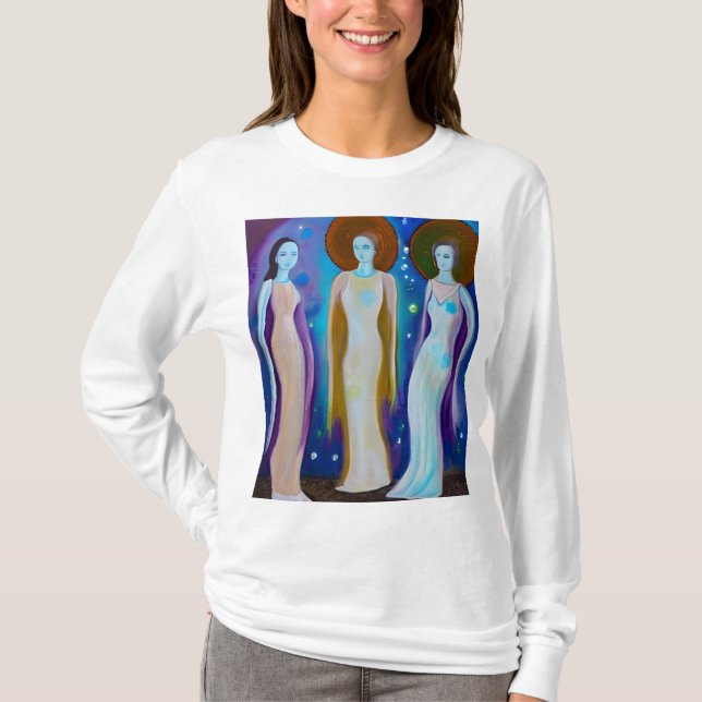 Camiseta Celestial Women Abstrato Trabalho de arte (Frente)