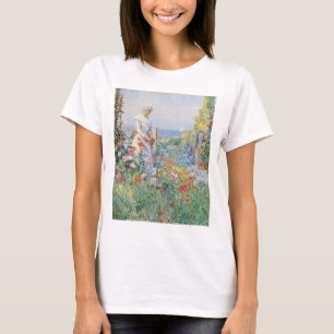Camiseta Celia Thaxter em seu jardim por Childe Hassam