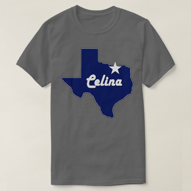 Camiseta Celina Texas Lone State Map TX City Marinho Azul (Frente do Design)