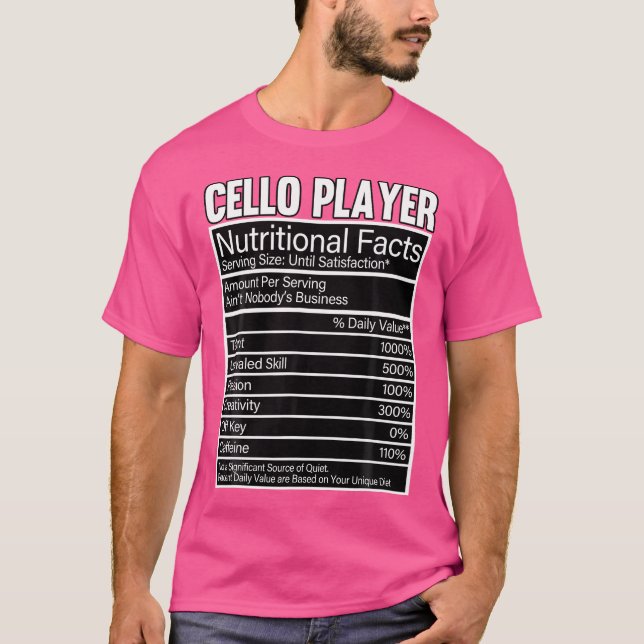 Camiseta Cellist Cello Player Nutricional Fatos Clássicos O (Frente)