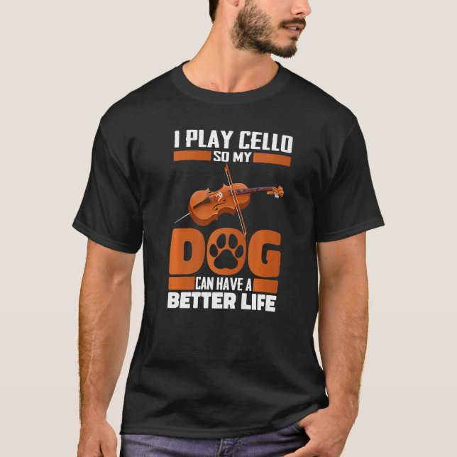 Camiseta Cellist Dog - Orquestra Violincello Cello Premium (Frente)