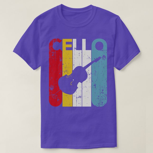 Camiseta Cellist Gift Idea Cello Player Retro Cello 70s 80s (Frente do Design)