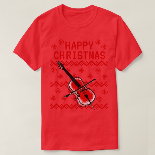 Camiseta Cellist Musical de Cellist de Cello Ugly Christmas (Frente do Design)