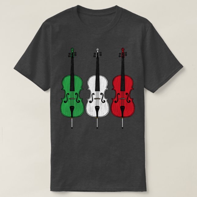 Camiseta Cello Italiano Flag Cellist String Musical Itália (Frente do Design)