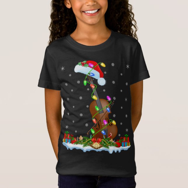 Camiseta Cello Music Lover Matando Santa Hat Cello Christm (Frente)