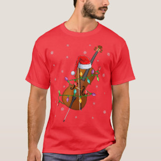 Camiseta Cello Music Lover Xmas Lights Papais noeis Cello C