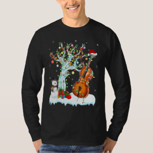 Camiseta Cello Music Xmas Tree Lighting Santa Hat Cello Chr