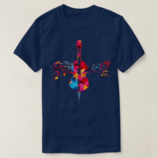 Camiseta Cello Musical Cello Célula Treble (Frente do Design)