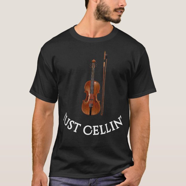 Camiseta Cello para músicos Apenas Cellin Engraçado (Frente)