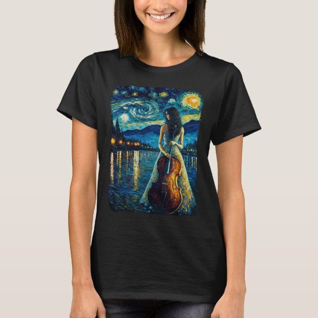 Camiseta Cello Player Cellist Woman Orchestra Painting (Frente)