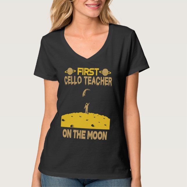 Camiseta Cello Teacher On The Moon (Frente)